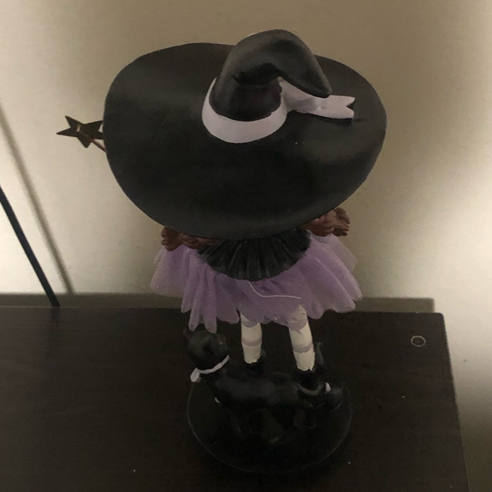Whimsical Witch Figurine with Black Cat Wand Black Magic Book Halloween 15 Inch - Picture 5 of 5